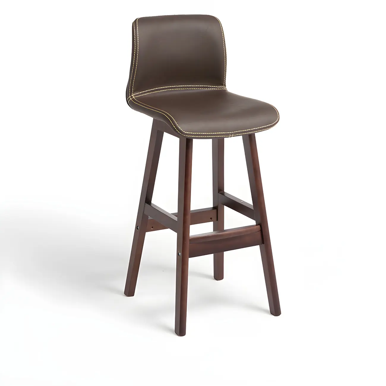 Square Leather Low Back Bar Stools with Footrest Image - 37 | homeyfad