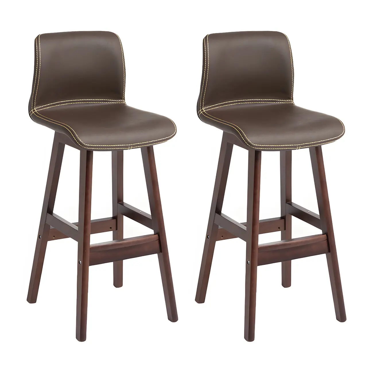 Square Leather Low Back Bar Stools with Footrest Image - 38 | homeyfad