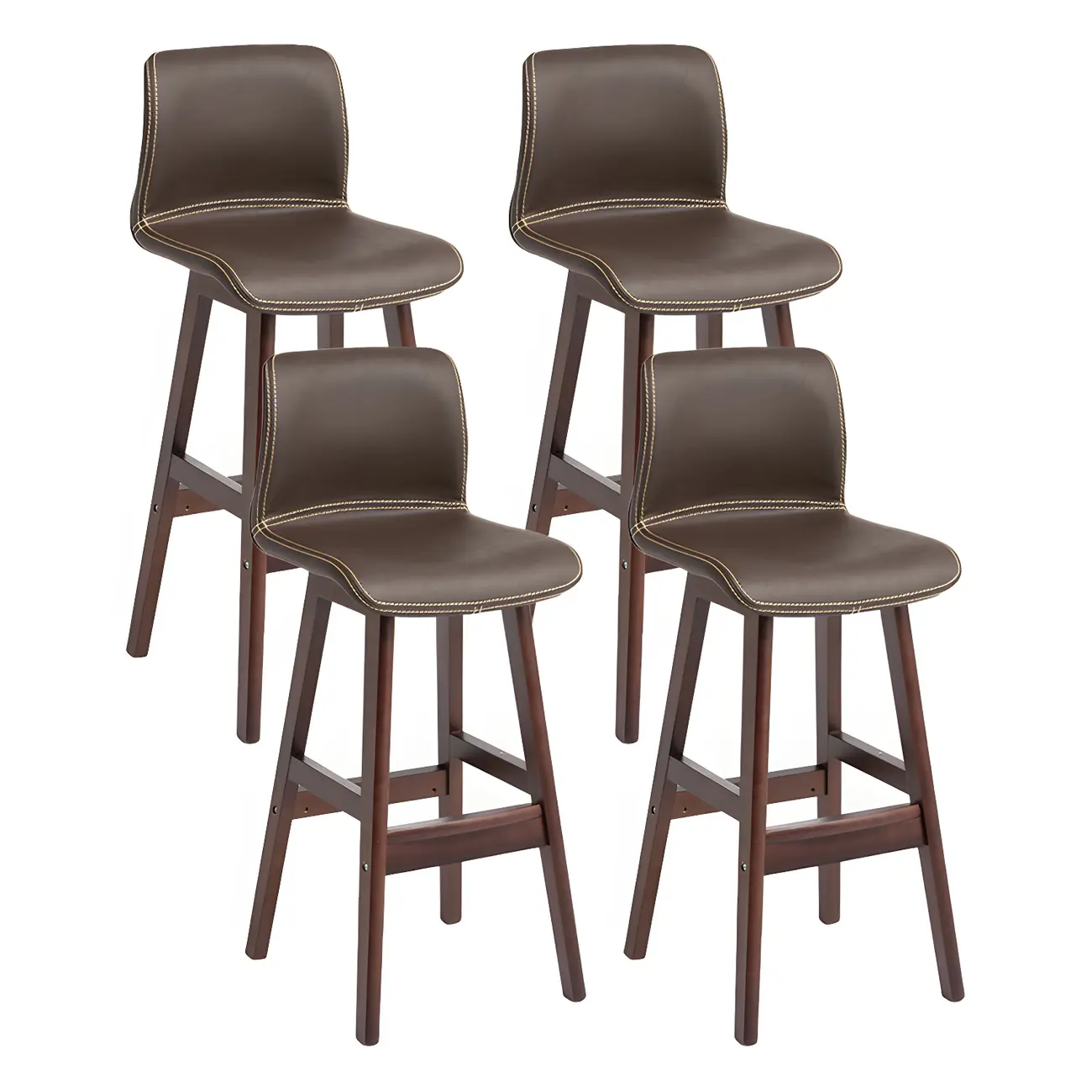 Square Leather Low Back Bar Stools with Footrest Image - 39 | homeyfad