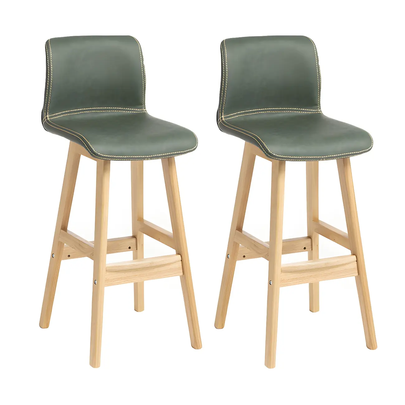 Square Leather Low Back Bar Stools with Footrest Image - 41 | homeyfad