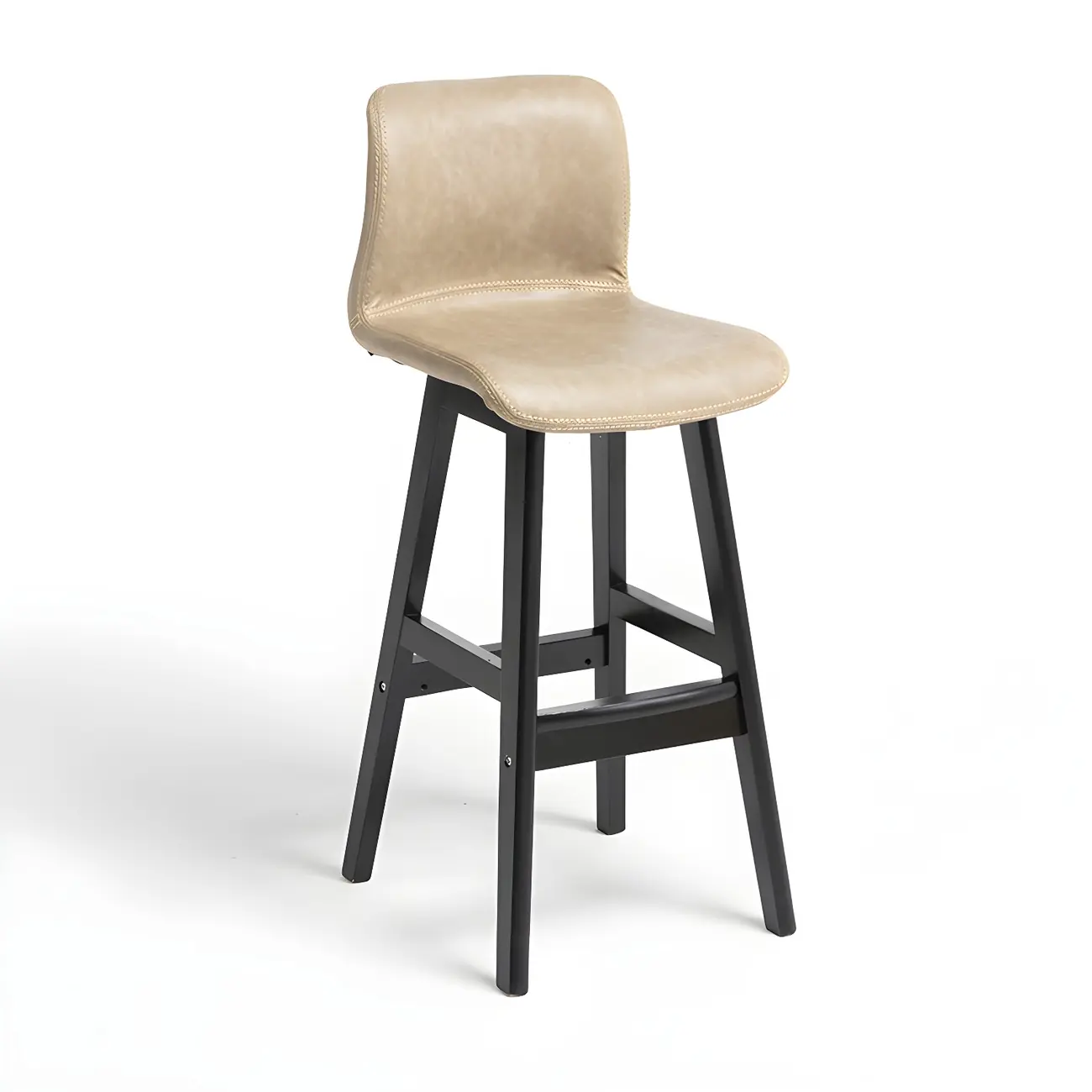 Square Leather Low Back Bar Stools with Footrest Image - 43 | homeyfad