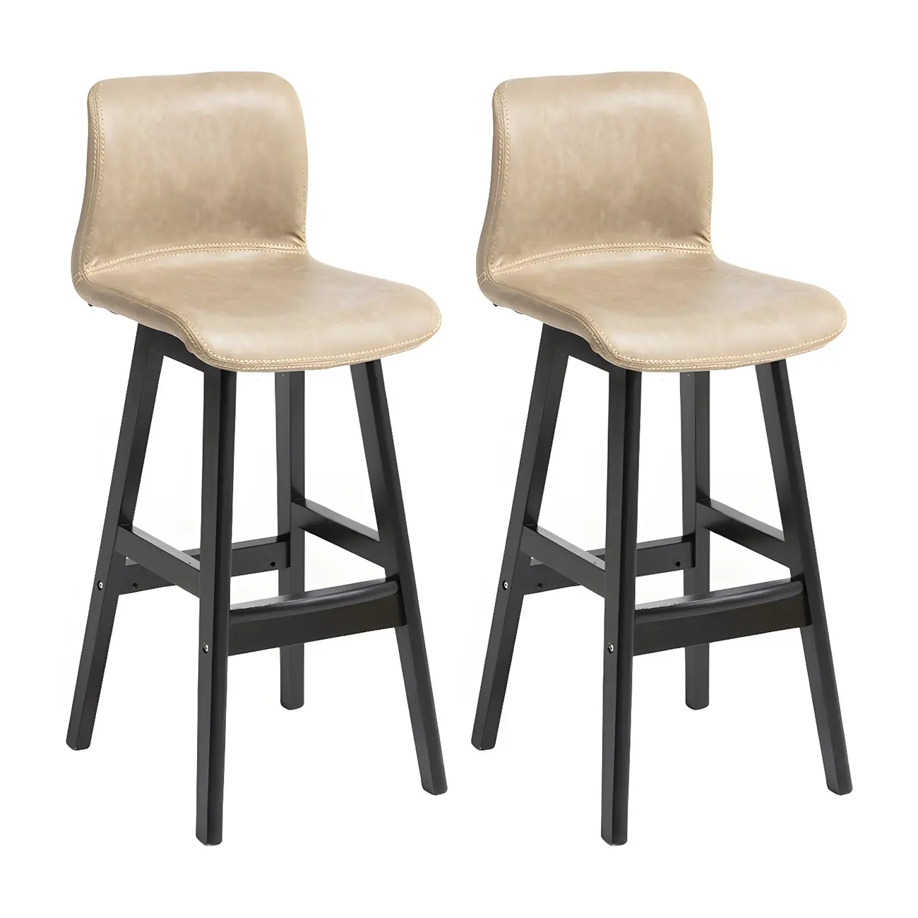Square Leather Low Back Bar Stools with Footrest Image - 44 | homeyfad