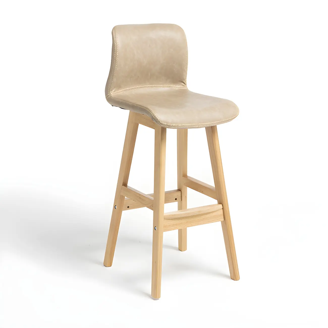 Square Leather Low Back Bar Stools with Footrest Image - 46 | homeyfad