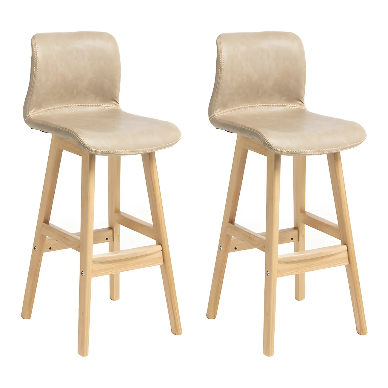 Square Leather Low Back Bar Stools with Footrest Image - 47 | homeyfad