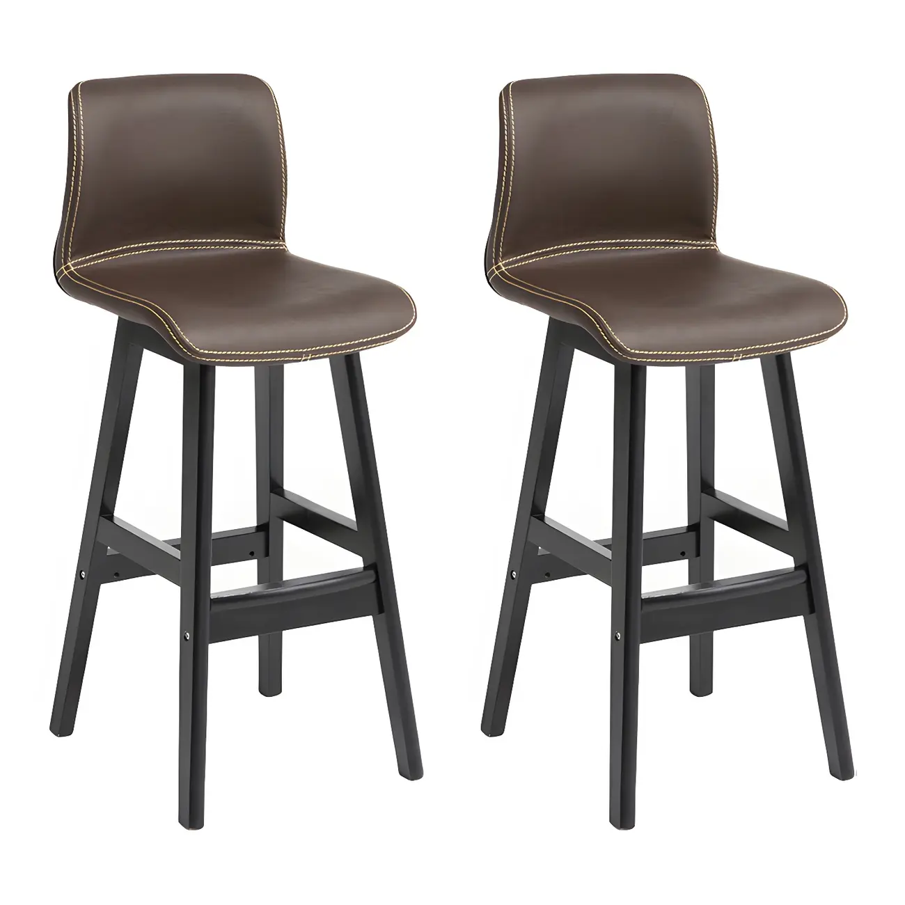 Square Leather Low Back Bar Stools with Footrest Image - 50 | homeyfad