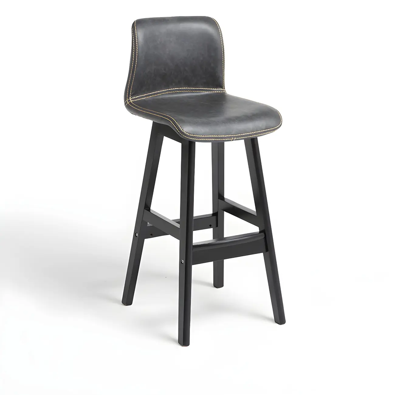 Square Leather Low Back Bar Stools with Footrest Image - 55 | homeyfad