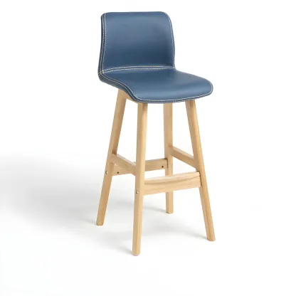 Square Leather Low Back Bar Stools with Footrest Image - 58