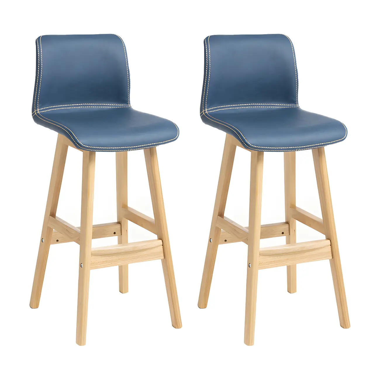Square Leather Low Back Bar Stools with Footrest Image - 59 | homeyfad
