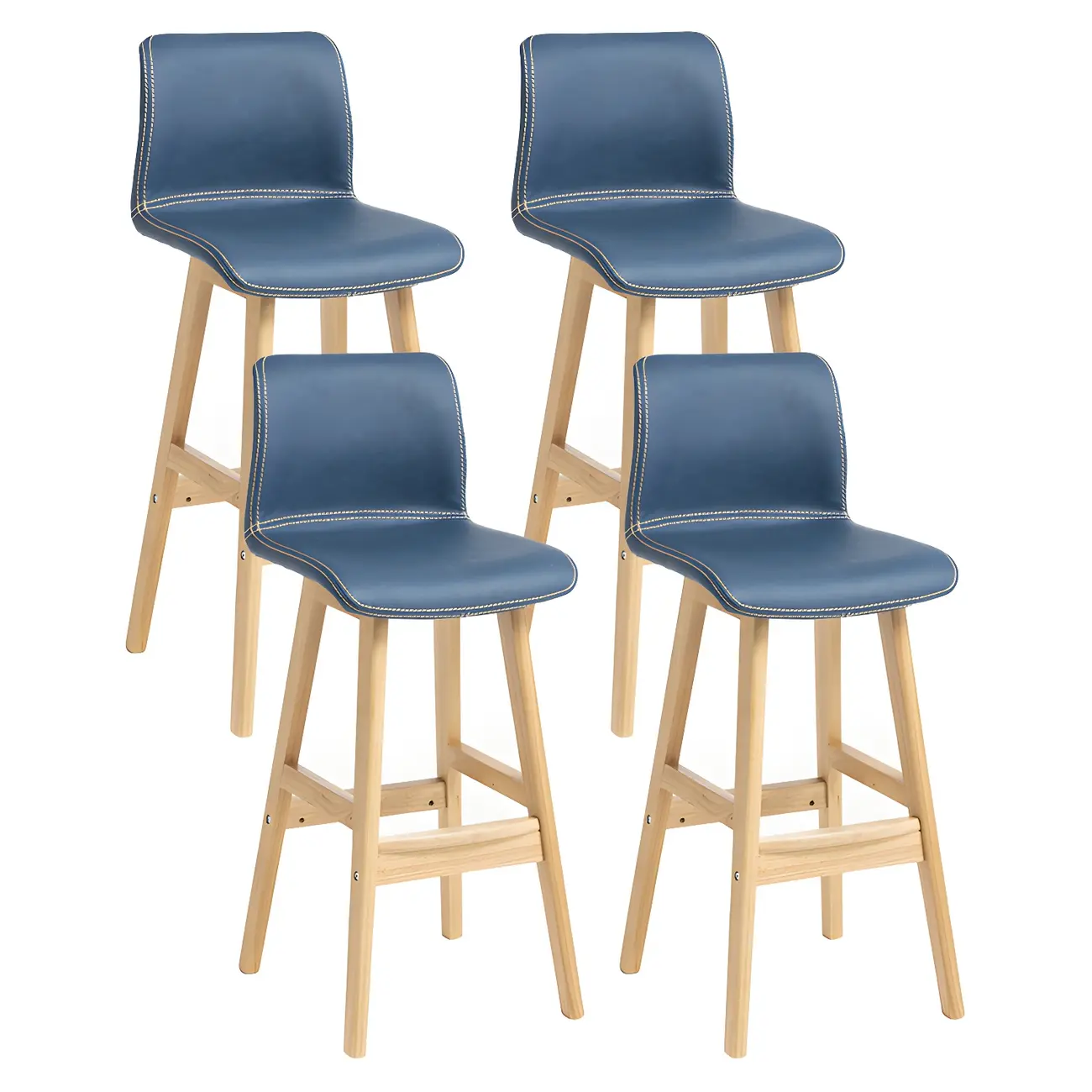 Square Leather Low Back Bar Stools with Footrest Image - 60 | homeyfad