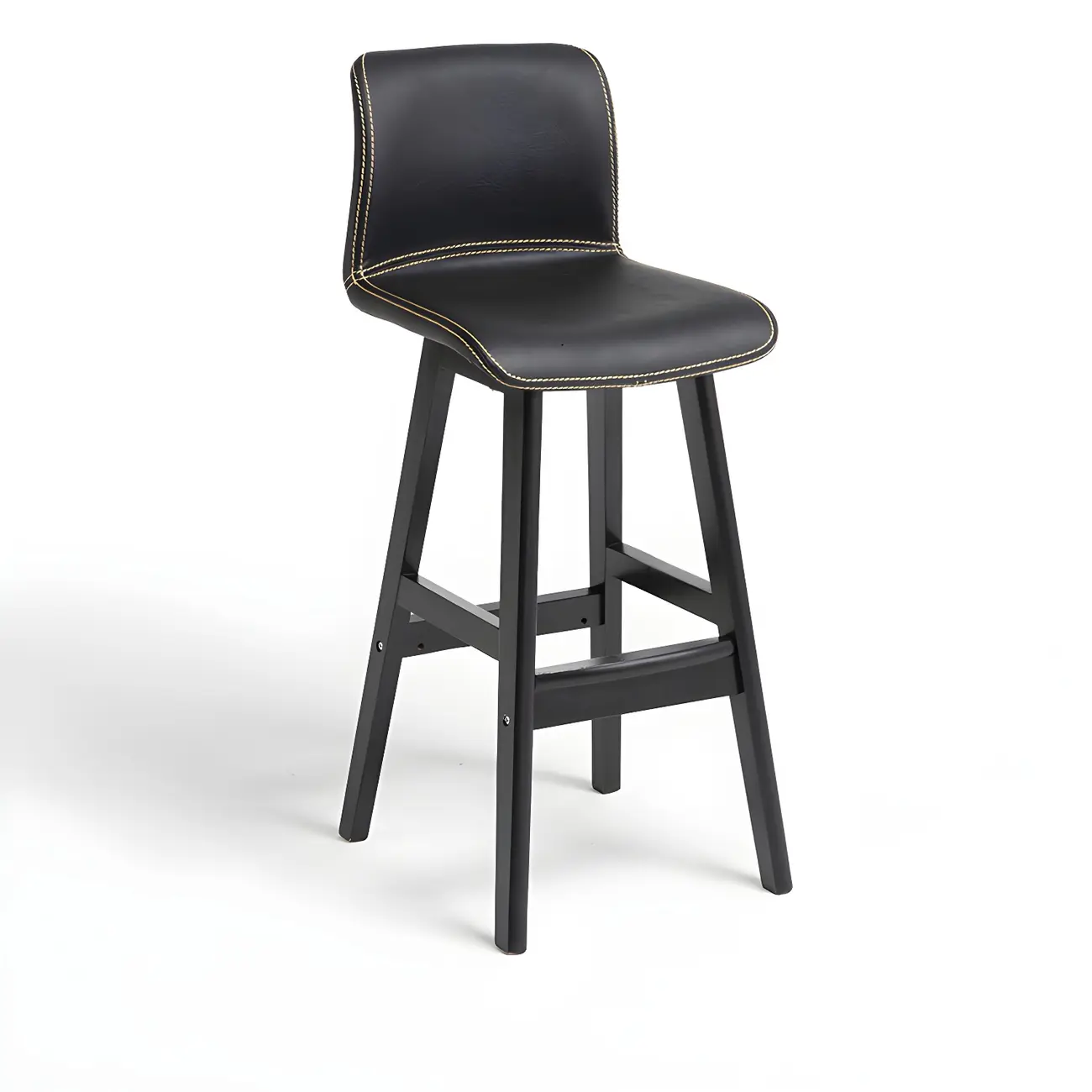 Square Leather Low Back Bar Stools with Footrest Image - 61 | homeyfad