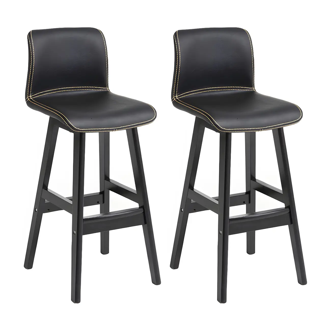 Square Leather Low Back Bar Stools with Footrest Image - 62 | homeyfad