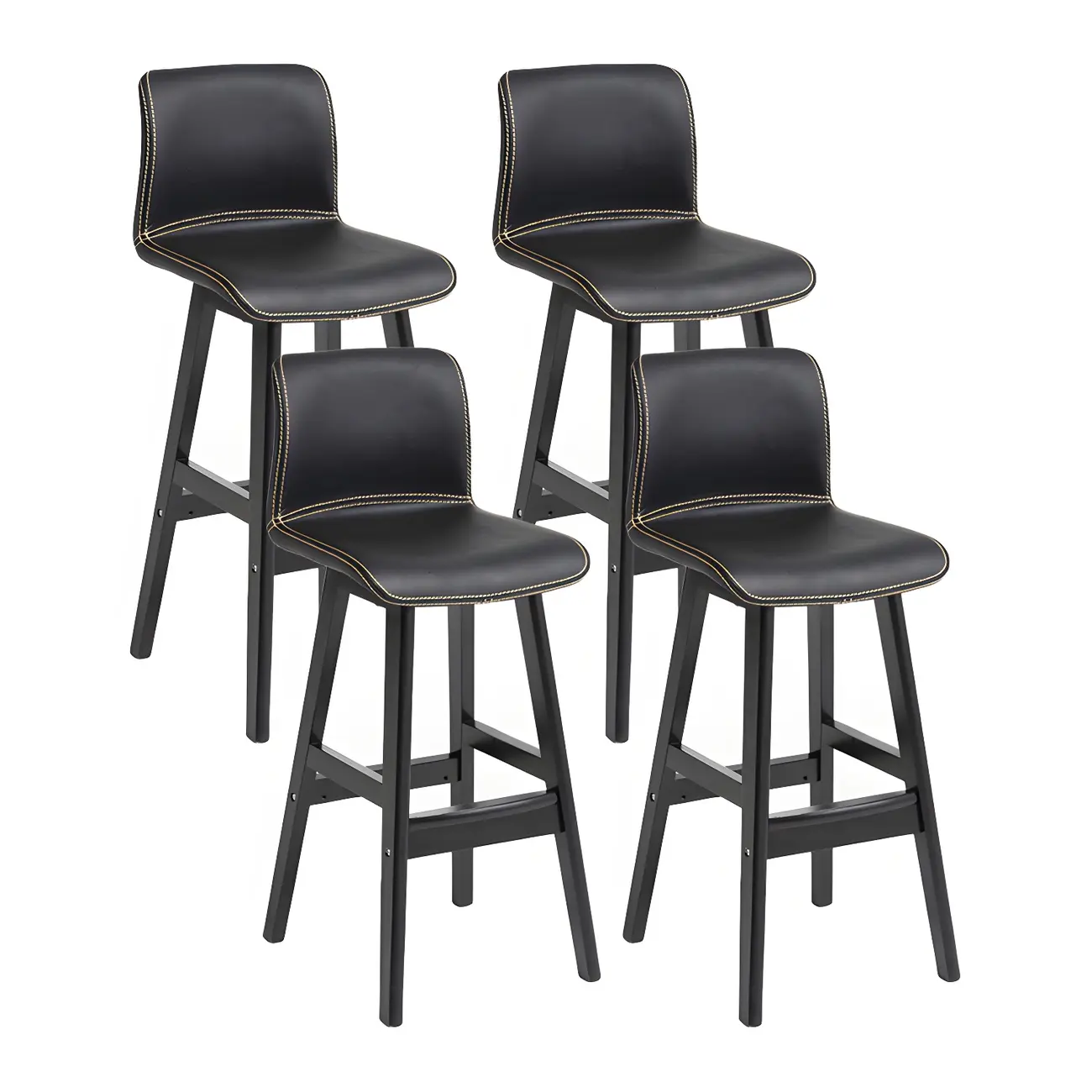 Square Leather Low Back Bar Stools with Footrest Image - 63 | homeyfad