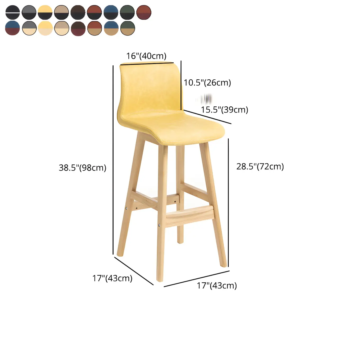 Square Leather Low Back Bar Stools with Footrest #size | homeyfad