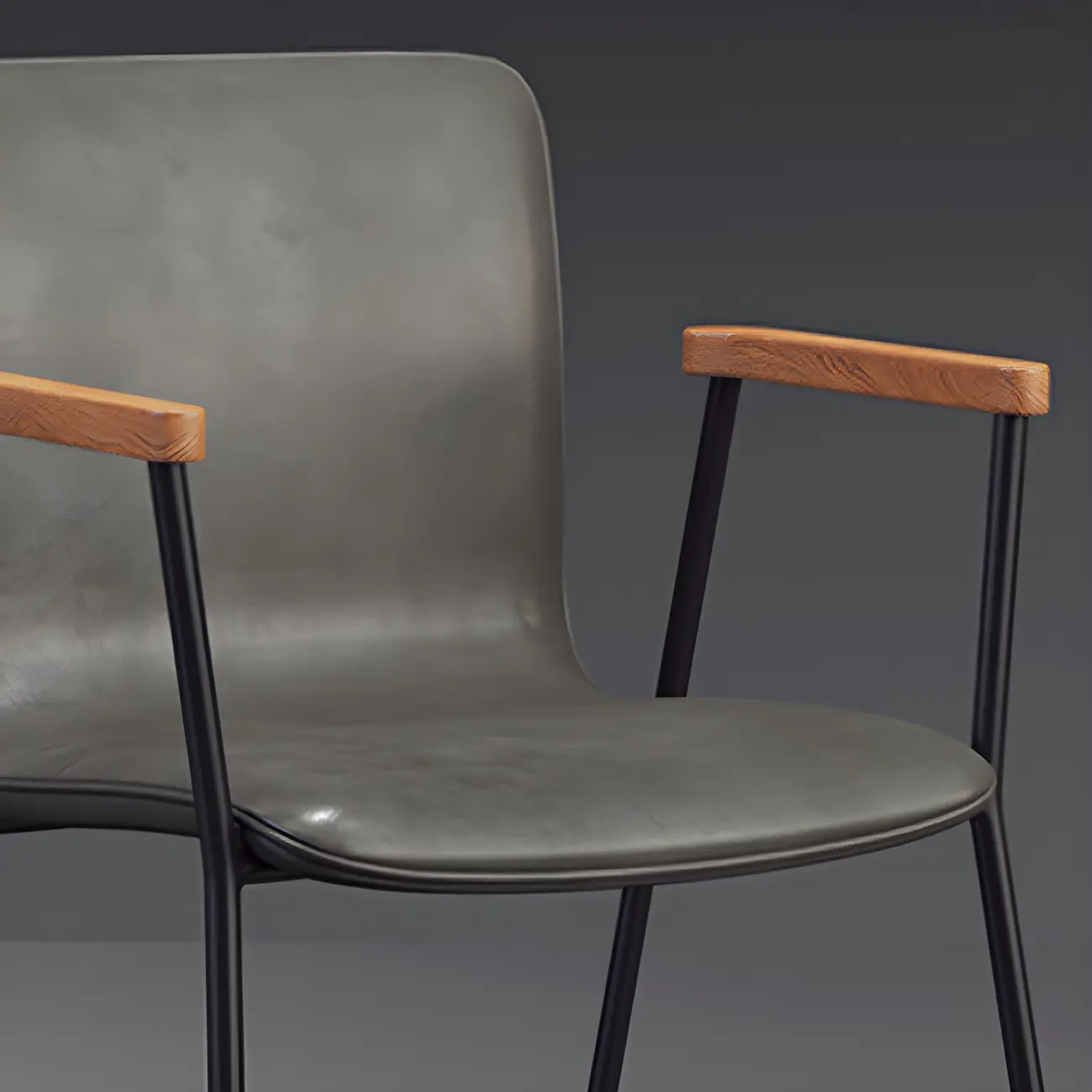 Leather Metal Legs Armrest Backrest Dining Chair Image - 11 | homeyfad