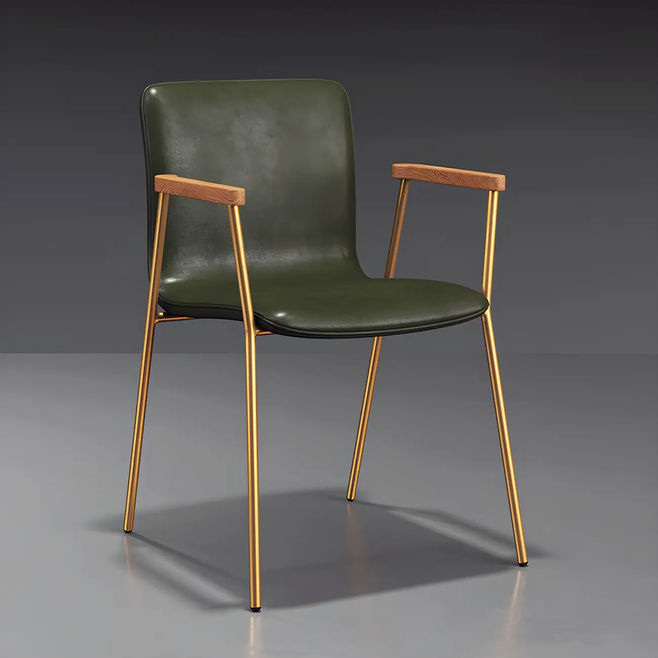 Leather Metal Legs Armrest Backrest Dining Chair Image - 29 | homeyfad