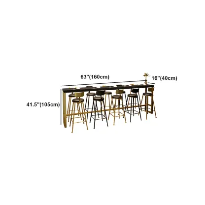 Black Gold Glam Metal Pine Wood Bar Tables with Footrest Image - 15