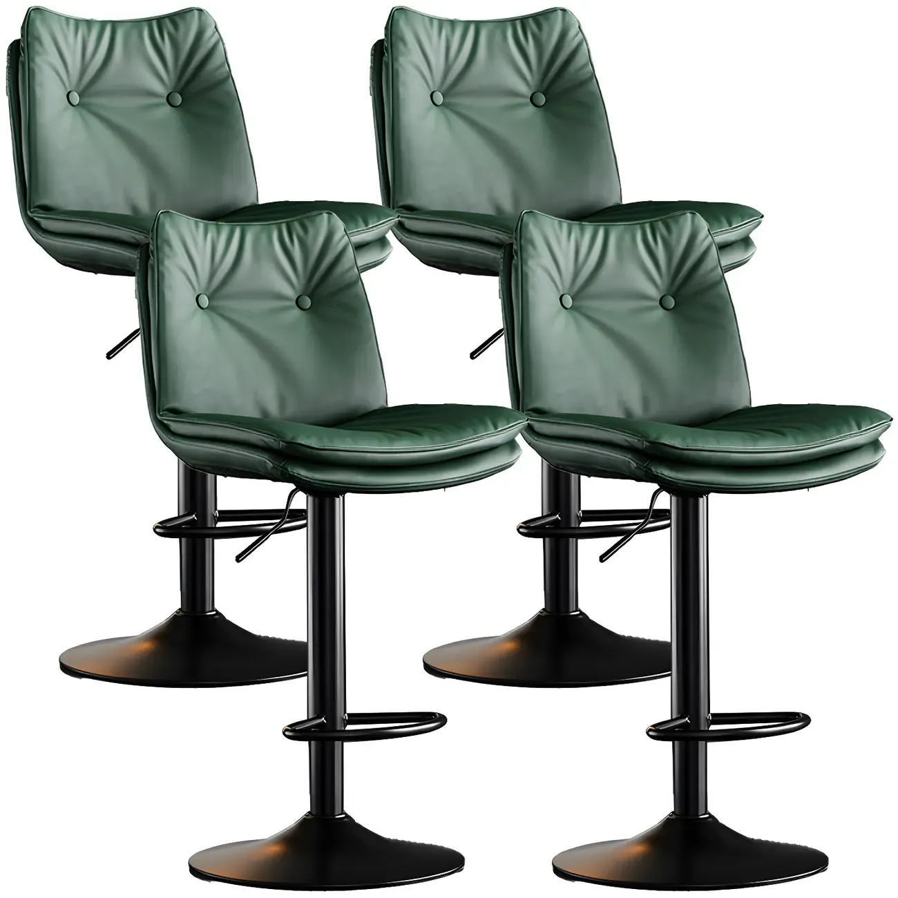 Contemporary Leather Swivel Adjustable Bar Stools with Backrest Image - 5