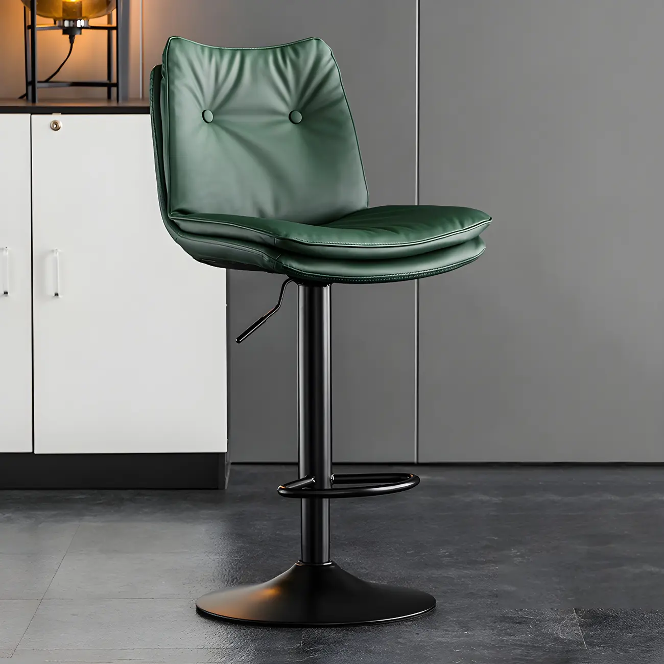 Contemporary Leather Swivel Adjustable Bar Stools with Backrest Image - 6 | homeyfad
