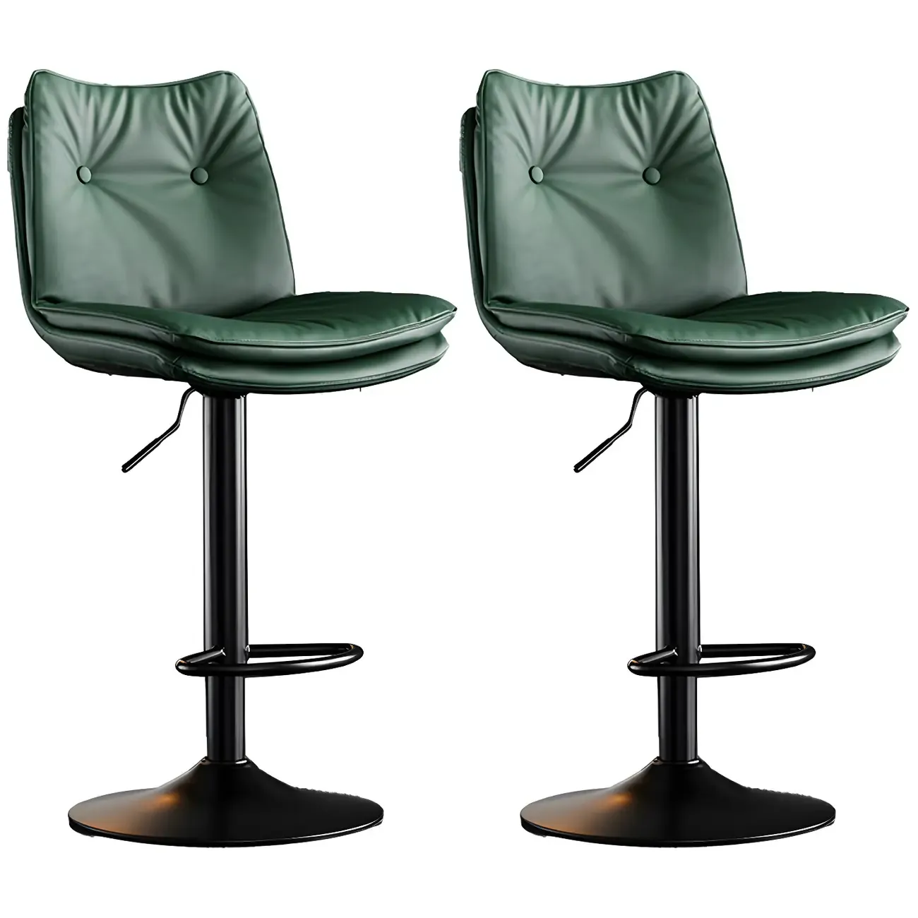 Contemporary Leather Swivel Adjustable Bar Stools with Backrest Image - 7