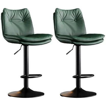 Contemporary Leather Swivel Adjustable Bar Stools with Backrest Image - 7