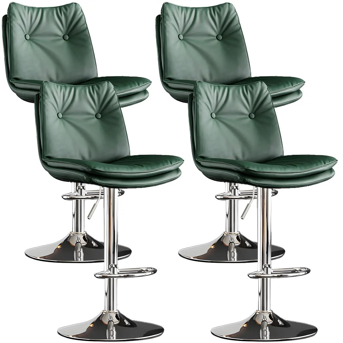 Contemporary Leather Swivel Adjustable Bar Stools with Backrest Image - 8 | homeyfad