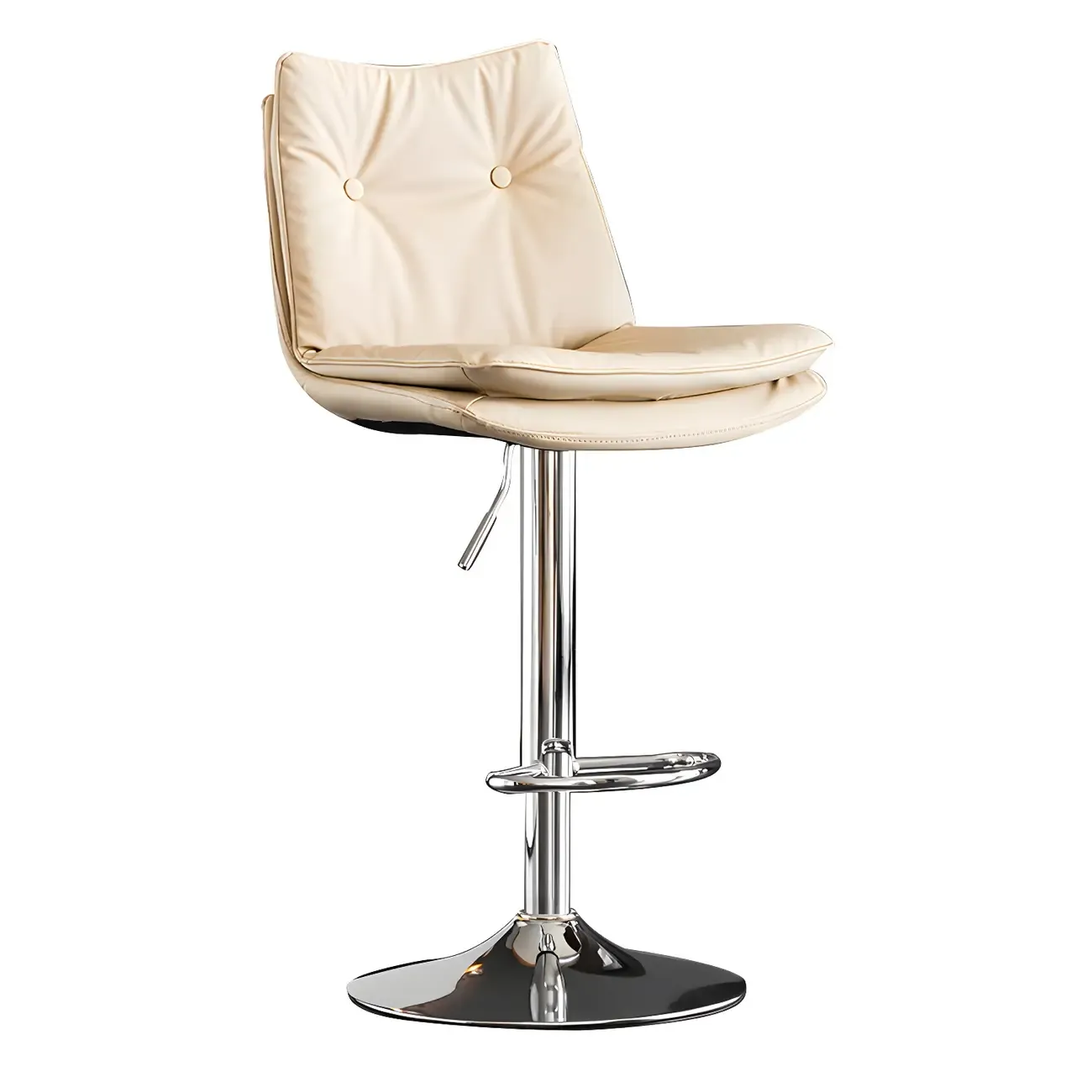 Contemporary Leather Swivel Adjustable Bar Stools with Backrest Image - 9