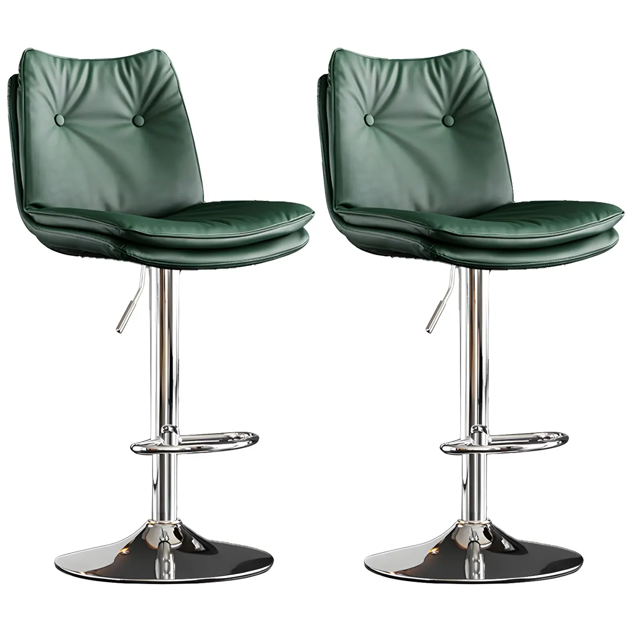 Modern Adjustable Leather Swivel Bar Stools Set of 2 Image - 33 | homeyfad