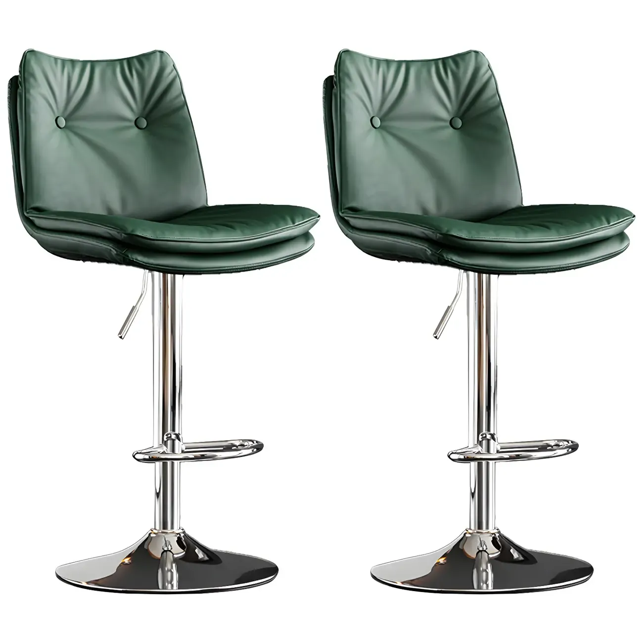 Contemporary Leather Swivel Adjustable Bar Stools with Backrest Image - 12