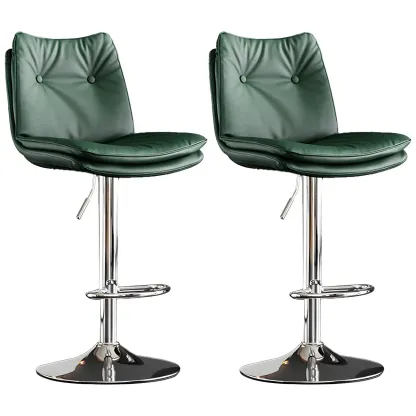 Contemporary Leather Swivel Adjustable Bar Stools with Backrest Image - 12