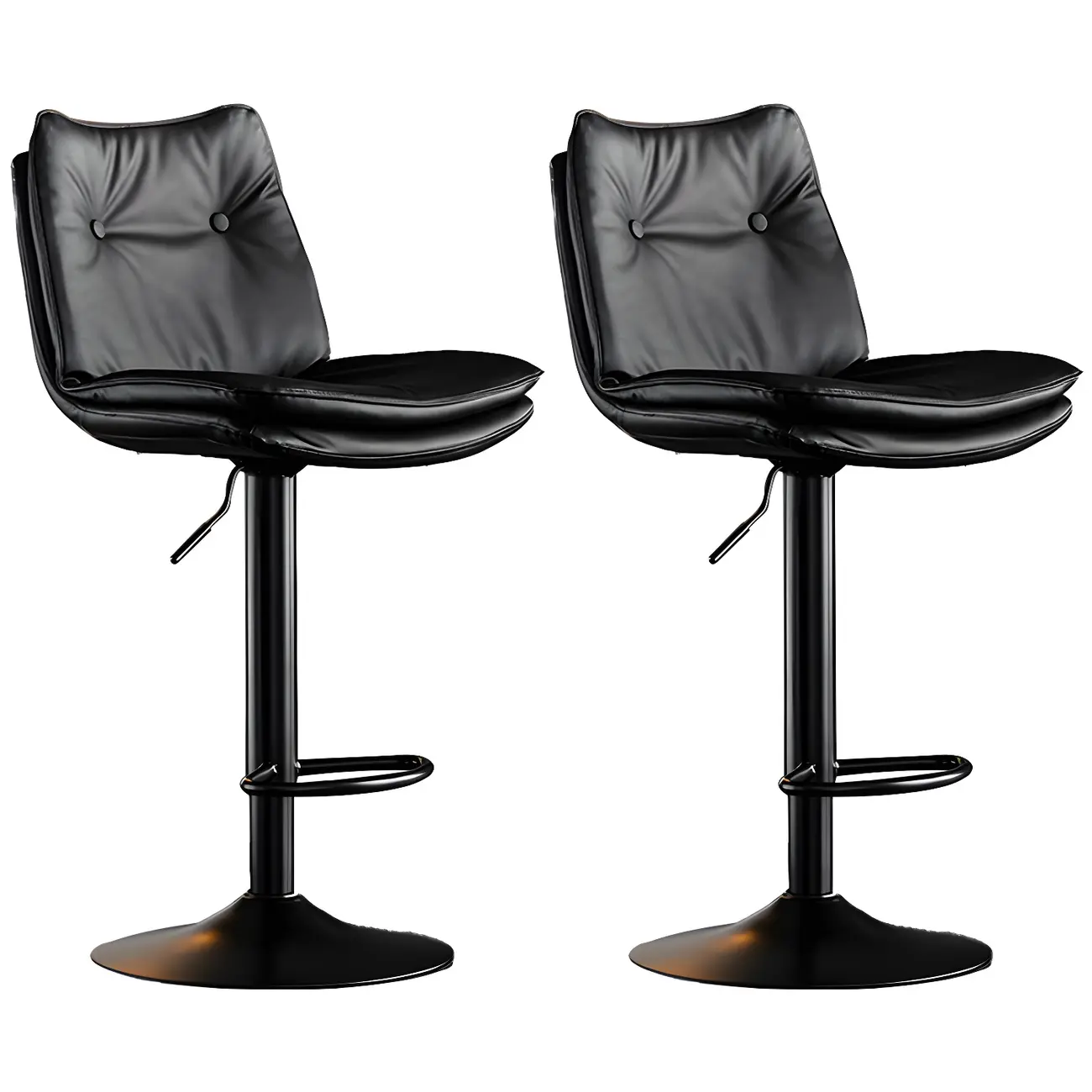 Modern Adjustable Leather Swivel Bar Stools Set of 2 Image - 35 | homeyfad