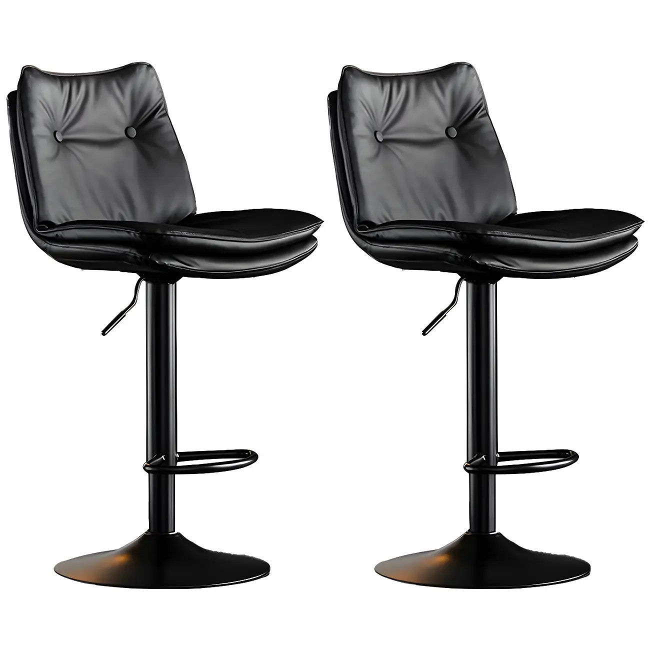 Contemporary Leather Swivel Adjustable Bar Stools with Backrest Image - 18