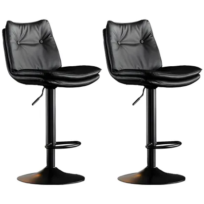 Contemporary Leather Swivel Adjustable Bar Stools with Backrest Image - 18