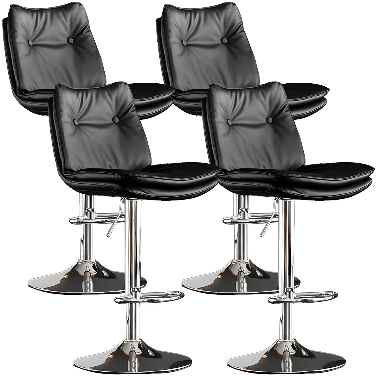 Modern Adjustable Leather Swivel Bar Stools Set of 2 Image - 36 | homeyfad