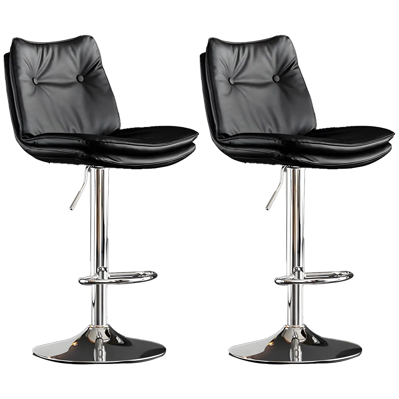 Modern Adjustable Leather Swivel Bar Stools Set of 2 Image - 37 | homeyfad