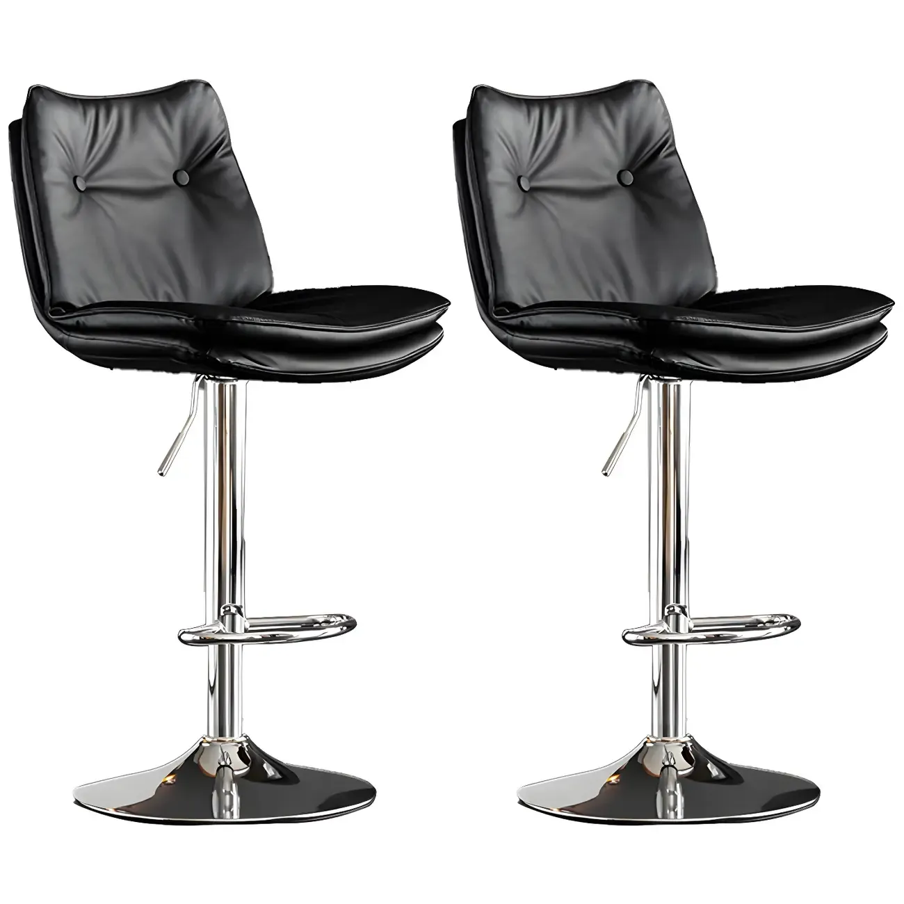 Contemporary Leather Swivel Adjustable Bar Stools with Backrest Image - 24