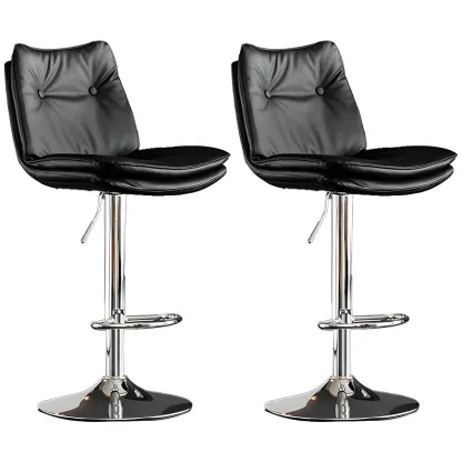 Contemporary Leather Swivel Adjustable Bar Stools with Backrest Image - 24