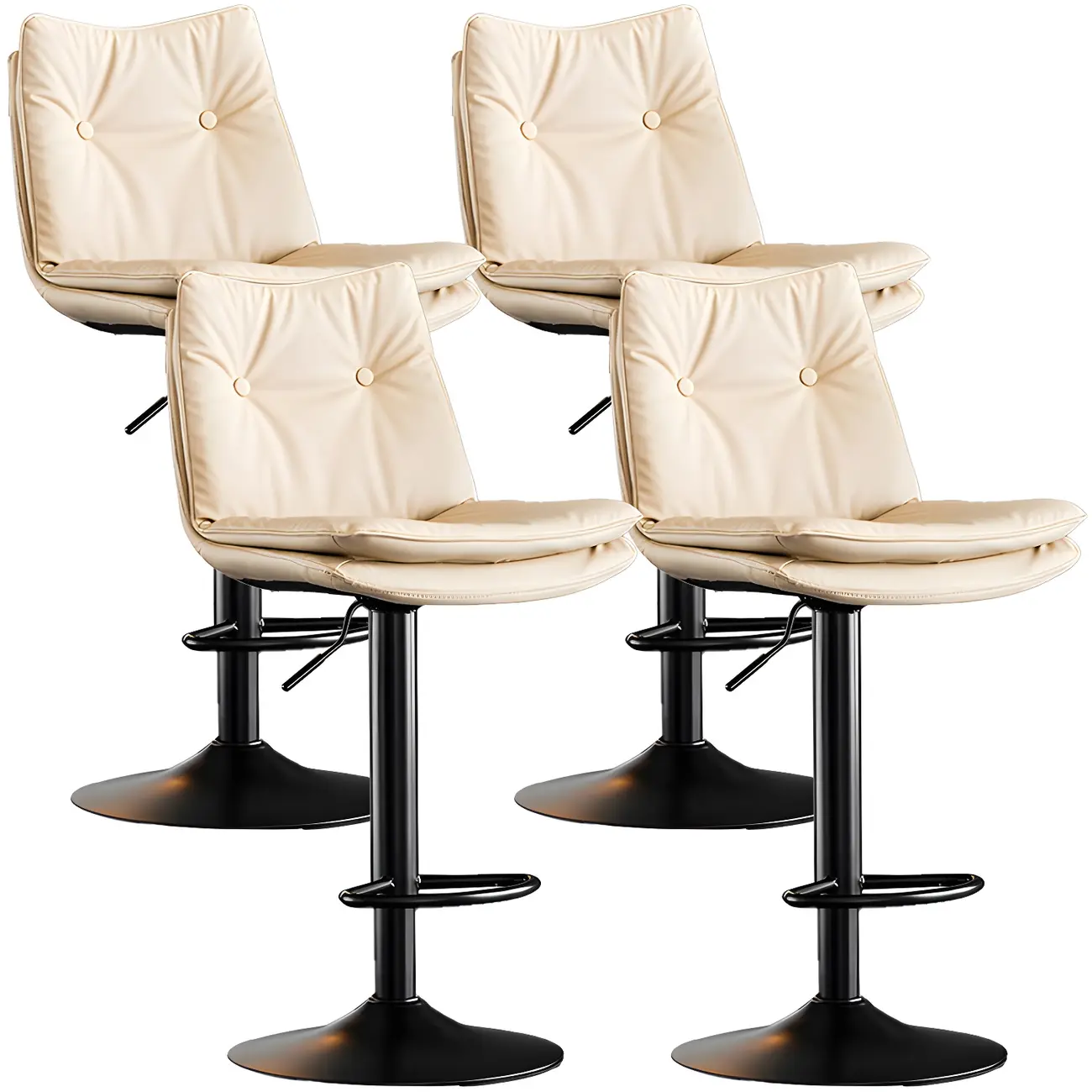 Contemporary Leather Swivel Adjustable Bar Stools with Backrest Image - 25 | homeyfad