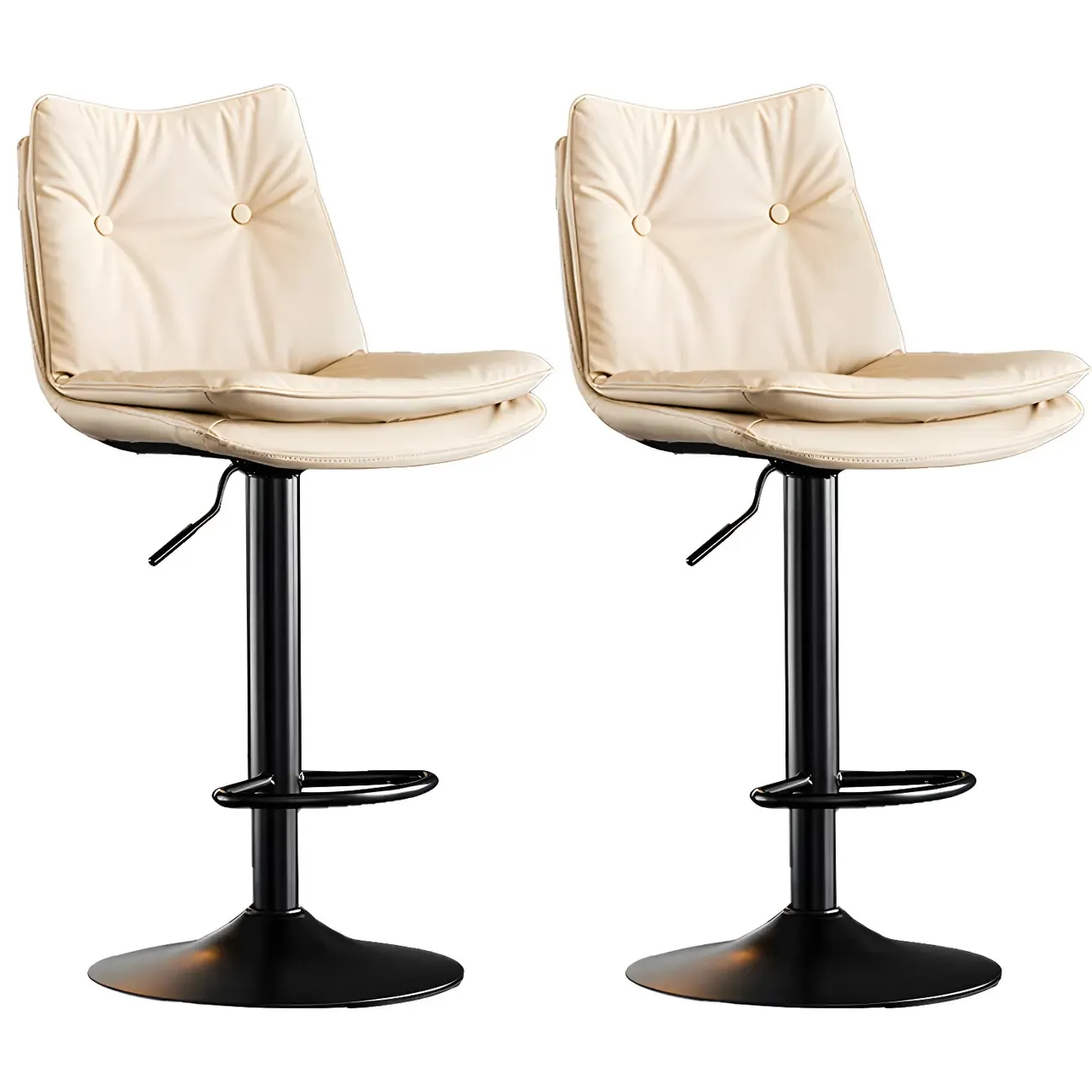 Contemporary Leather Swivel Adjustable Bar Stools with Backrest Image - 27