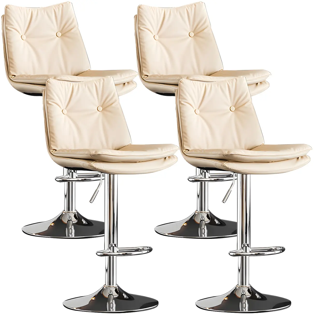 Contemporary Leather Swivel Adjustable Bar Stools with Backrest Image - 28 | homeyfad