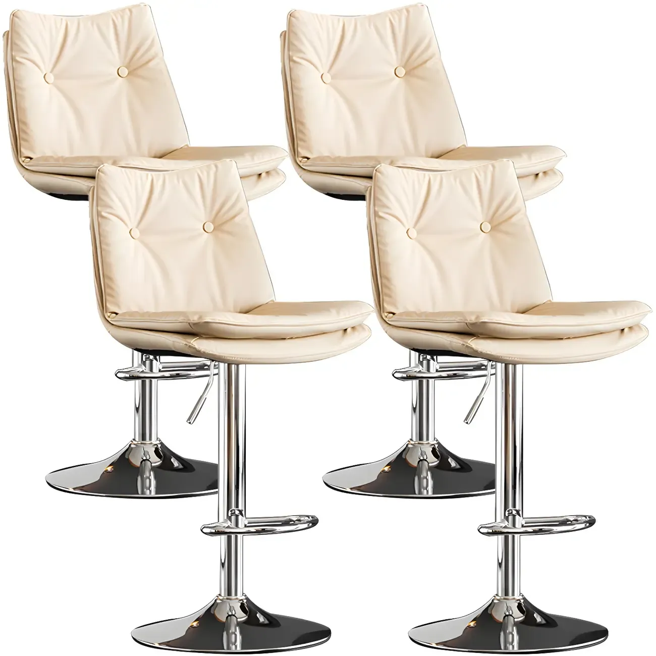 Contemporary Leather Swivel Adjustable Bar Stools with Backrest Image - 28