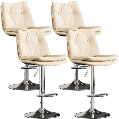 Contemporary Leather Swivel Adjustable Bar Stools with Backrest Image - 28