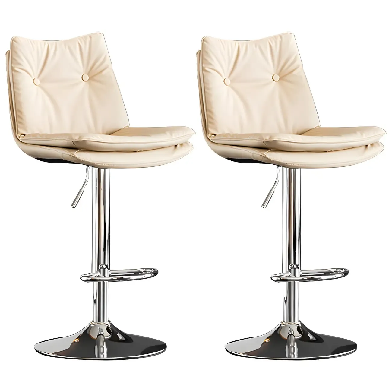 Contemporary Leather Swivel Adjustable Bar Stools with Backrest Image - 30