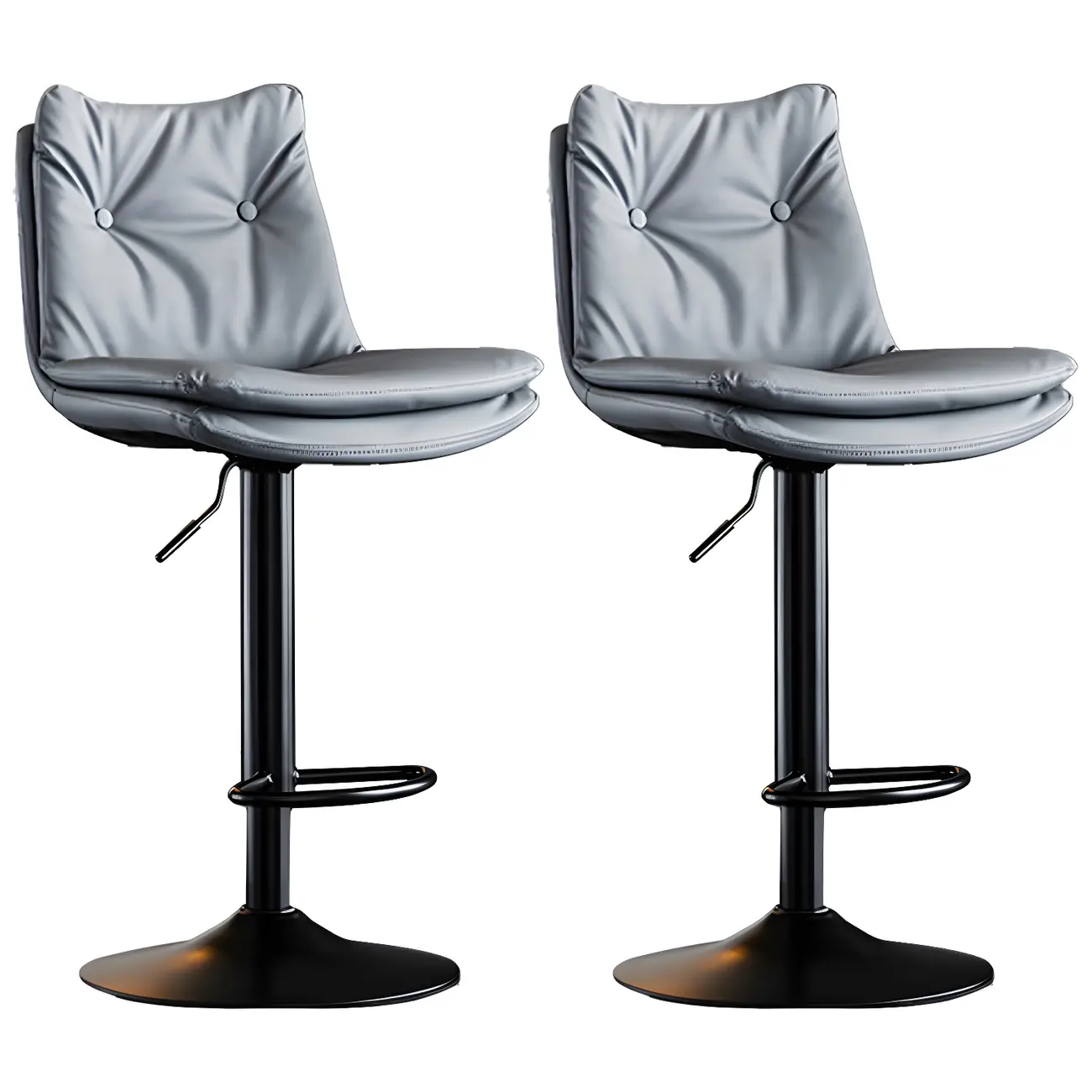 Modern Adjustable Leather Swivel Bar Stools Set of 2 Image - 46 | homeyfad
