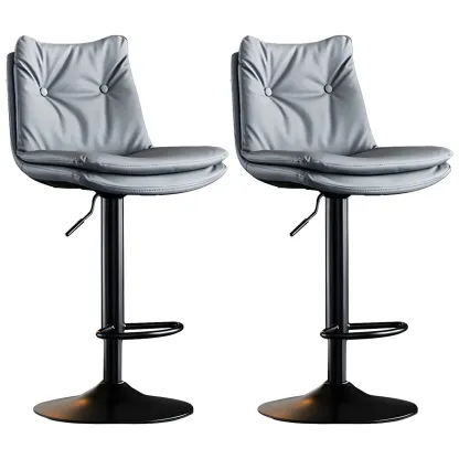 Contemporary Leather Swivel Adjustable Bar Stools with Backrest Image - 33