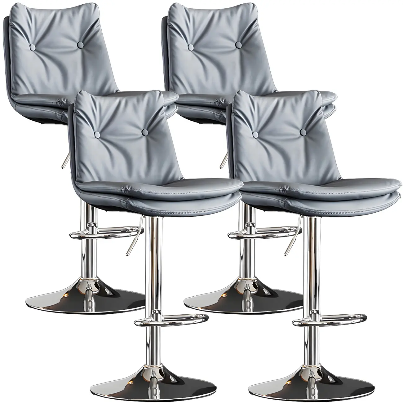 Modern Adjustable Leather Swivel Bar Stools Set of 2 Image - 47 | homeyfad