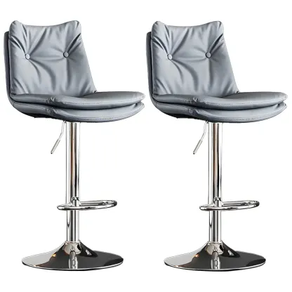 Contemporary Leather Swivel Adjustable Bar Stools with Backrest Image - 36
