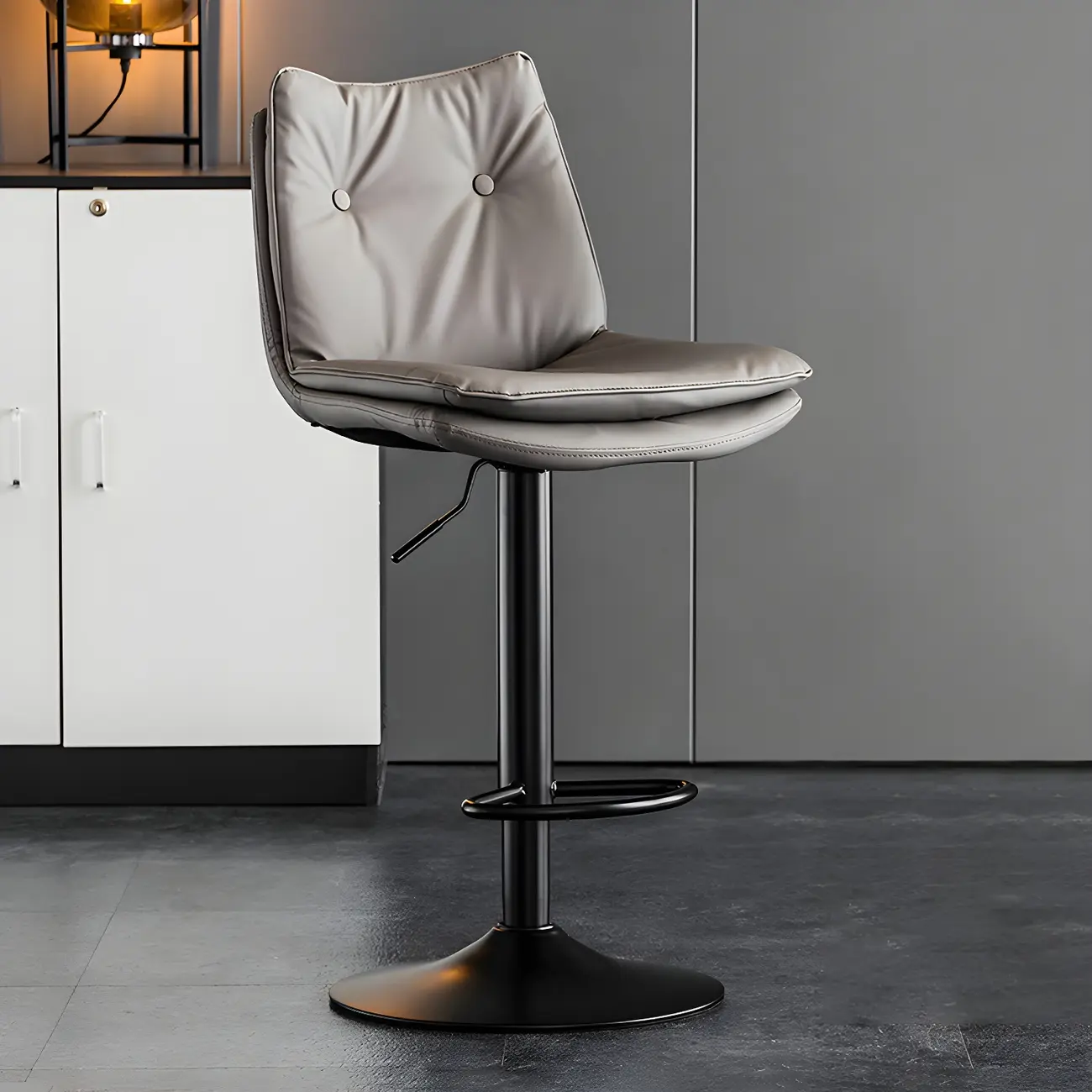 Contemporary Leather Swivel Adjustable Bar Stools with Backrest Image - 38 | homeyfad