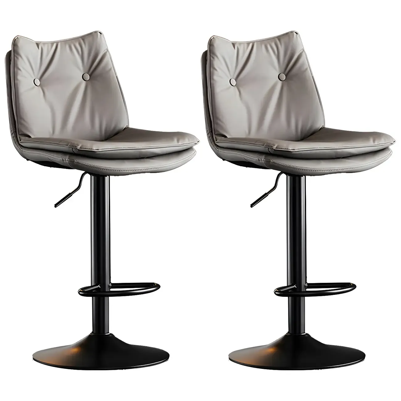 Contemporary Leather Swivel Adjustable Bar Stools with Backrest Image - 39