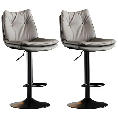 Contemporary Leather Swivel Adjustable Bar Stools with Backrest Image - 39