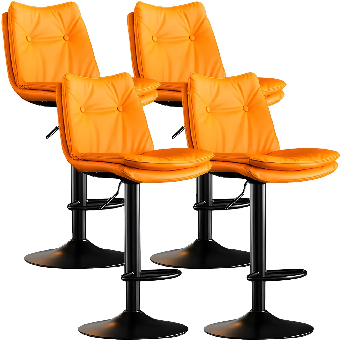 Contemporary Leather Swivel Adjustable Bar Stools with Backrest Image - 43 | homeyfad